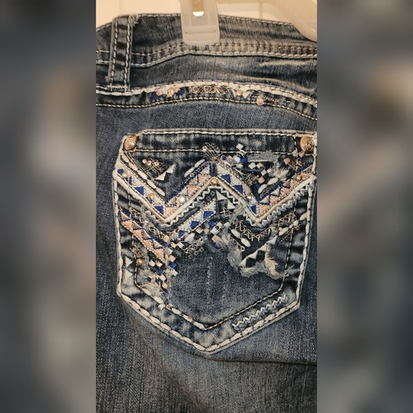 Grace in LA Aztec Print Denim Bootcut Jeans- Size 31 - Picture 8 of 11
